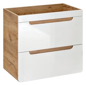 Závěsná skříňka pod umyvadlo - ARUBA 820 white, šířka 60 cm, dub craft/lesklá bílá