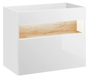COMAD Závěsná skříňka pod umyvadlo - BAHAMA 821 white, šířka 80 cm, matná bílá/lesklá bílá/dub votan