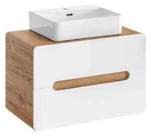 COMAD Koupelnová sestava - ARUBA white, 80 cm, sestava č. 7, dub craft/lesklá bílá