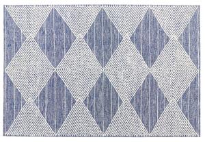 Vlněný koberec 140 x 200 cm světle béžový/modrý DATCA