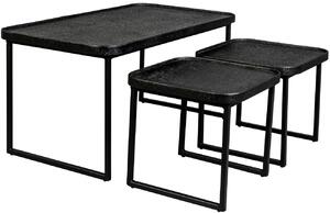 Set tří černých kovových konferenčních stolků DUTCHBONE WINSTON 80/36/36 cm