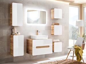 COMAD Koupelnová sestava - ARUBA white, 80 cm, sestava č. 7, dub craft/lesklá bílá