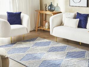 Vlněný koberec 200 x 200 cm světle béžový/modrý DATCA
