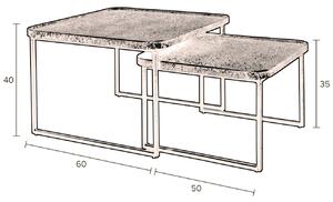 Set dvou černých kovových konferenčních stolků DUTCHBONE WINSTON 60/50 cm