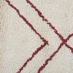 Bavlněný koberec 140 x 200 cm bílý/červený KENITRA
