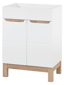 Stojatá skříňka pod umyvadlo - BALI 820 white, šířka 60 cm, bílá/lesklá bílá/dub votan