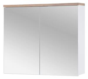 COMAD Závěsná skříňka se zrcadlem - BALI 841 white, šířka 80 cm, matná bílá/dub votan