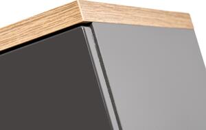 COMAD Vysoká stojatá skříňka - BALI 800 grey, grafit/lesklý grafit/dub votan