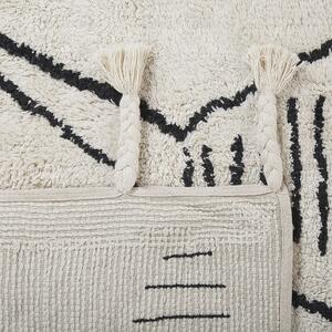 Bavlněný koberec 140 x 200 cm bílý/černý KEBIR