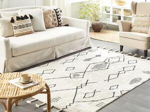 Bavlněný koberec 160 x 230 cm bílý/černý KEBIR