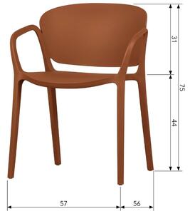 Hoorns Terakotově červená plastová jídelní židle Benot