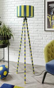 Žluto-tmavě modrá dekorativní moderní stojací lampa trojnožka v klubových barvách Osso