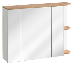 COMAD Závěsná skříňka se zrcadlem - PLATINUM 840, šířka 94 cm, matná bílá/dub craft