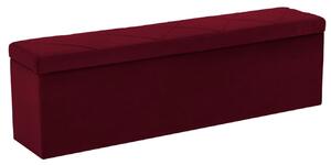 Vínově červená sametová lavice s úložným boxem Windsor & Co Superb 140 cm