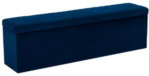 Královsky modrá sametová lavice s úložným boxem Windsor & Co Superb 140 cm