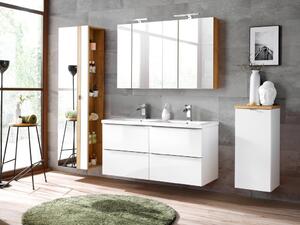 COMAD Koupelnová sestava - CAPRI white, 120 cm, sestava č. 4, lesklá bílá/zlatý dub