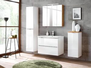 Koupelnová sestava - CAPRI white, 80 cm, sestava č. 3, lesklá bílá/zlatý dub
