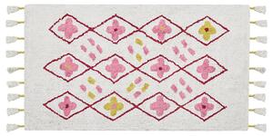 Bavlněný koberec 80 x 150 cm bílý/ růžový CAVUS