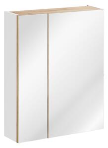 COMAD Koupelnová sestava - CAPRI white, 140 cm, sestava č. 5, lesklá bílá/zlatý dub
