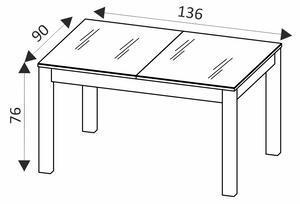 SZYNAKA Trendline Jídelní stůl rozkládací - KAMA 40, 136/173/210x90, dub camargue/matná černá