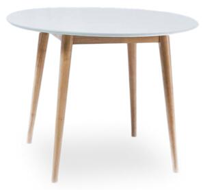 SIGNAL Jídelní stůl - LARSON, 90x90, matná bílá/bělený dub