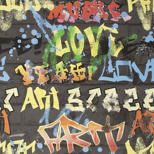 Papírová tapeta pro teenagery, Graffiti Black, 103032, Kids@Home 6, Graham & Brown
