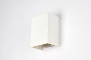 Nástěnné designové bílé svítidlo Bruinisse (Hranaté textilní nástěnné světlo do ložnice)