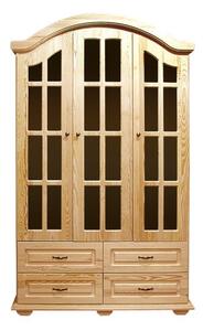 Stylová dřevěná Vitrína - Prosklená 3 dveřová skříň VENEZIA - DM-VZ-002, masiv borovice