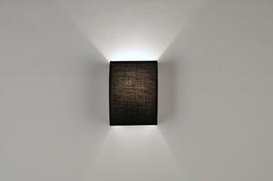 Nástěnné designové černé svítidlo Stellendam (Černé nástěnné světlo s textilním stínítkem, kabelem a vypínačem)