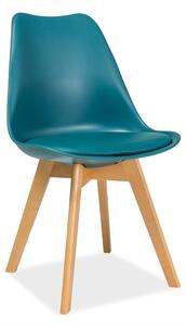 Jídelní židle - KRIS buk, plast/ekokůže, různé barvy na výběr Sedák: bílý (plast)