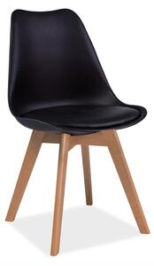 Jídelní židle - KRIS dub, plast/ekokůže, různé barvy na výběr Sedák: žlutý (plast)