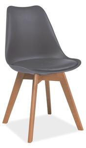 Jídelní židle - KRIS dub, plast/ekokůže, různé barvy na výběr Sedák: světle šedý (plast)