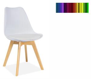 Jídelní židle - KRIS buk, plast/ekokůže, různé barvy na výběr Sedák: žlutý (plast)