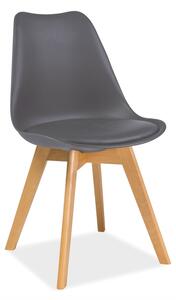Jídelní židle - KRIS buk, plast/ekokůže, různé barvy na výběr Sedák: bílý (plast)