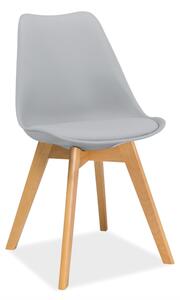 SIGNAL Jídelní židle - KRIS buk, plast/ekokůže, různé barvy na výběr Sedák: světle šedý (plast)