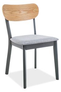 Jídelní židle - VITRO, šedá tkanina, dřevěné nohy