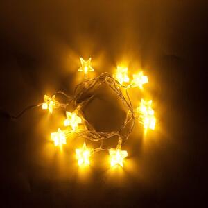 DECOLED LED světelný řetěz na baterie hvězdy, teple bílá, 1,8 m