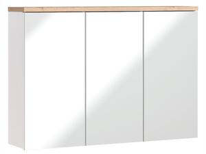 COMAD Závěsná skříňka se zrcadlem - BALI 845 white, šířka 100 cm, matná bílá/dub votan