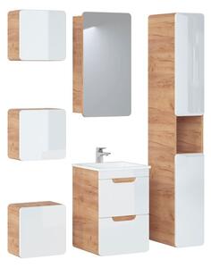 COMAD Koupelnová sestava - ARUBA white, 40 cm, sestava č. 12, dub craft/lesklá bílá