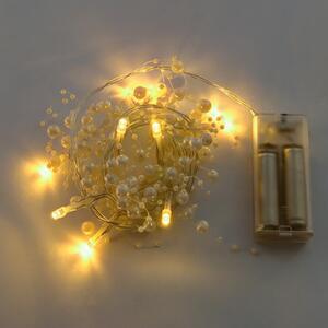 DECOLED LED světelný řetěz na baterie, bílé perly, teple bílá, 10 diod, 1,3 m