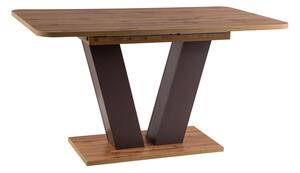 Jídelní stůl rozkládací - PLATON, 136x80, dub votan/hnědá