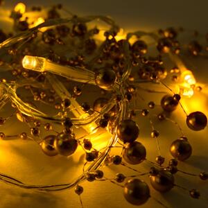 DECOLED LED světelný řetěz na baterie, zlaté perly, teple bílá, 10 diod, 1,3 m