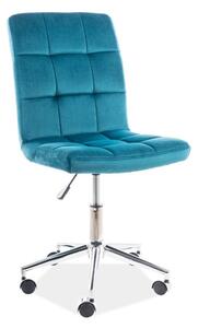 Kancelářská židle - Q-020 Velvet, čalouněná, různé barvy na výběr Čalounění: tyrkysová (Bluvel 85)