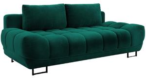 Lahvově zelená sametová třímístná rozkládací pohovka Windsor & Co Cirrus II. 215 cm