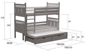 Patrová postel s přistýlkou VAŠÍK L902, borovice