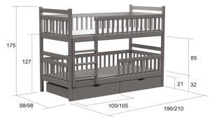 Patrová postel se zásuvkami TONÍČEK L907, borovice
