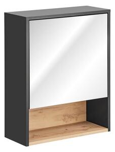 COMAD Závěsná skříňka se zrcadlem - BORNEO 840, šířka 60 cm, grafit/dub artisan