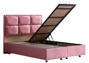 Sada růžové postele a čela Grand New, 90 x 190 cm