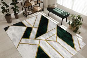 Makro Abra Kusový koberec EMERALD 1015 Luxusní mramor geometrický krémový zelený zlatý Rozměr: 80x150 cm