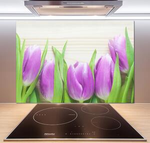 Panel do kuchyně Fialové tulipány pl-pksh-100x70-f-78755149